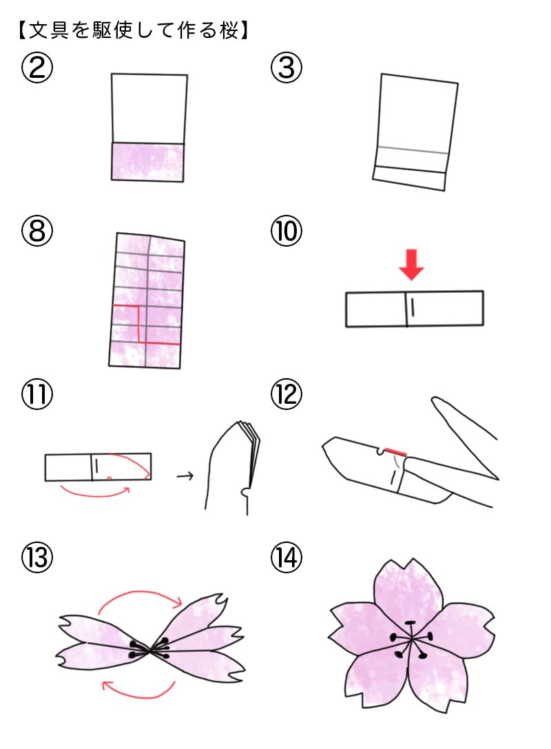 文具を駆使して作る桜