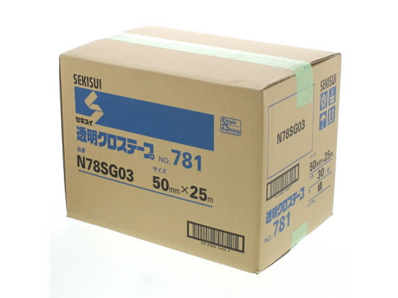 【直送品】セキスイ 透明クロステープ 50mm×25m 緑 30巻 No.781 1箱（ご注文単位1箱)