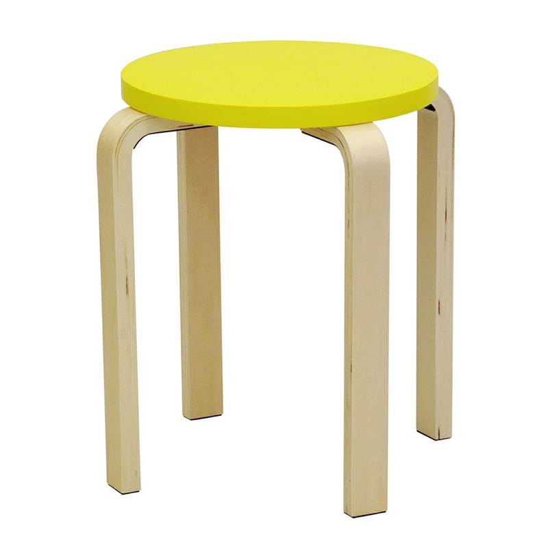 【直送品】 アール・エフ・ヤマカワ 木製丸椅子 イエロー　4脚セット Z－SHSC－1YE－4SET 1台（ご注文単位1台）