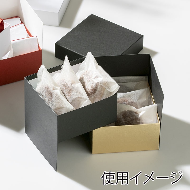 【直送品】 洋菓子箱　2段スライドお重箱　130mm角 黒 1259　1個（ご注文単位30個）