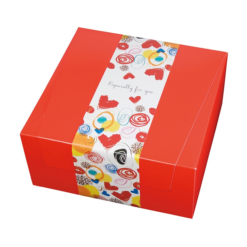 【直送品】 ヤマニパッケージ 洋菓子箱　パケットクルール　M 赤／黒 20－779RB 100枚/箱（ご注文単位1箱）