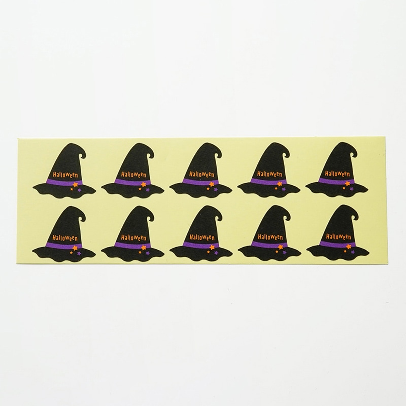 【直送品】 ハロウィンシール　魔女の帽子mini　10片  98389 10冊/束（ご注文単位1束）