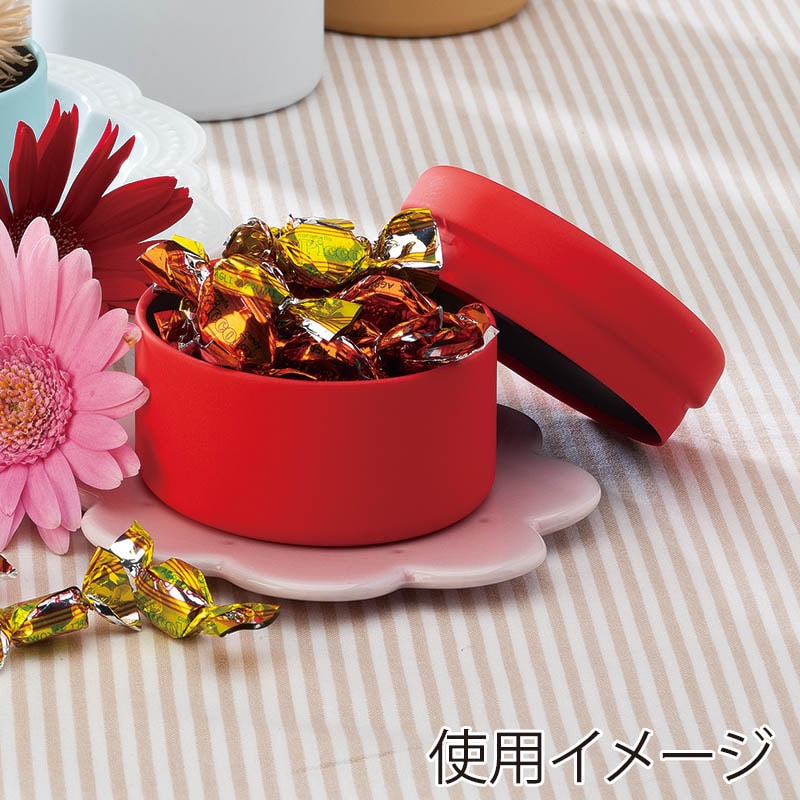 【直送品】 日東産業 カラー丸平缶　ミニヨン  100SMR　赤マット 1個（ご注文単位200個）