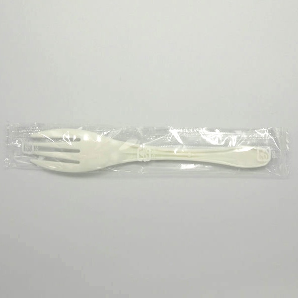 【直送品】 ホウケン産業 プラスチックフォーク　14cm 単袋　アイボリー 100本/袋（ご注文単位30袋）