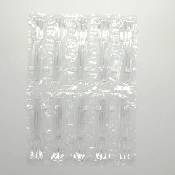 【直送品】 ホウケン産業 プラスチックフォーク　90mm 5連　透明 1000本/袋（ご注文単位10袋）