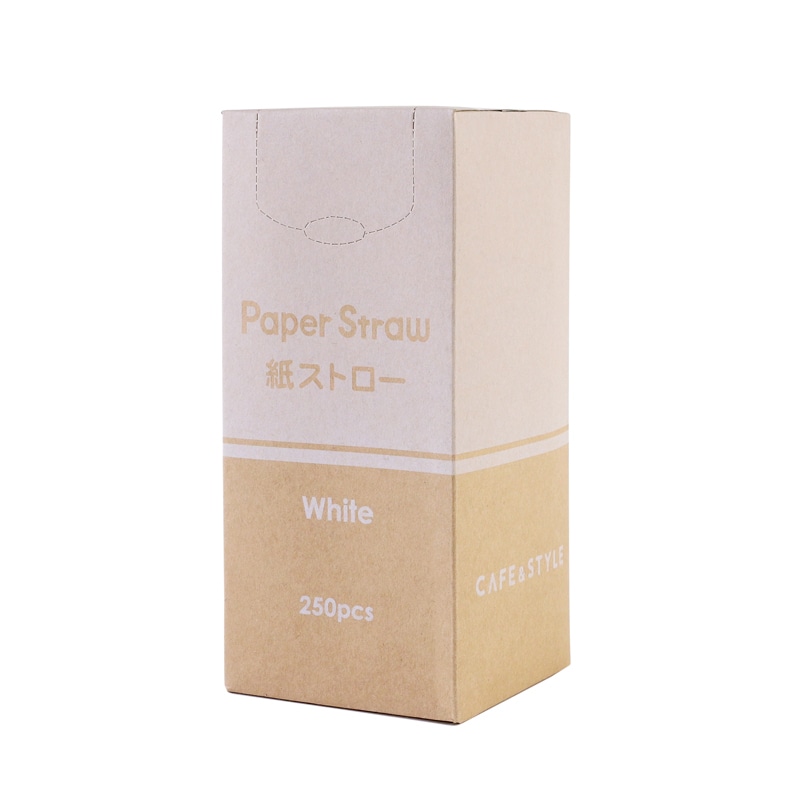 【直送品】 株式会社モデリーノ 紙ストロー 裸　白　箱入  250本/箱（ご注文単位1箱）