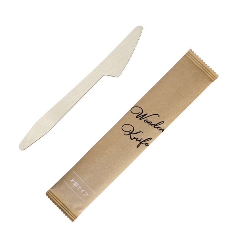 【直送品】 株式会社モデリーノ 木製ナイフ　165 紙個包装  100本/袋（ご注文単位1袋）