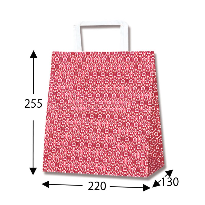 HEIKO 紙袋 H25チャームバッグ S2(平手) 梅小紋 赤 50枚