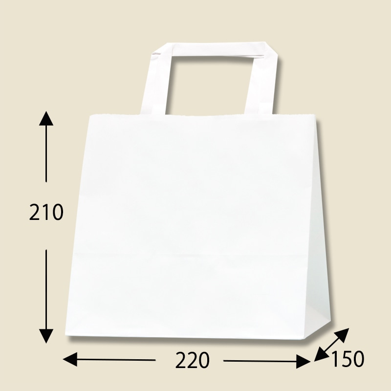 HEIKO 紙袋 Hフラットチャームバッグ 220-1(平手) N白無地 50枚