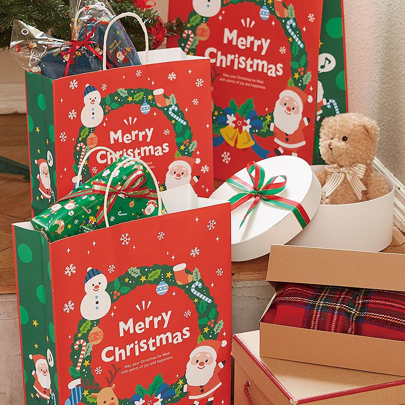 シモジマ オンライン Heiko クリスマス手提げ紙袋 25チャームバッグ 21 12 ハッピーリース 50枚 包装用品 店舗用品の通販サイト