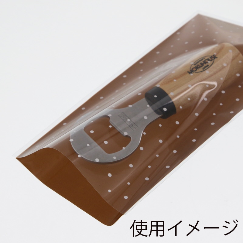 HEIKO OPP袋 クリスタルパック柄入り 3S プチドット ブラウン 50枚
