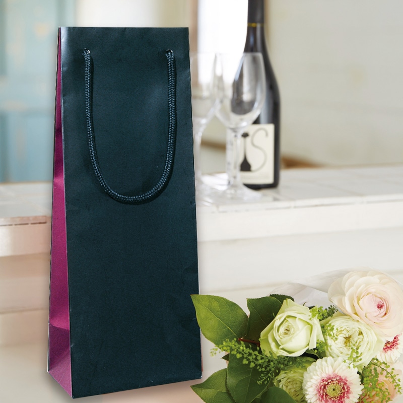 HEIKO 紙袋 ブライトバッグ ワインLL 黒×ワイン 10枚