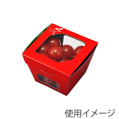 【直送品】 エフピコチューパ サラダ・フルーツ容器　紙ベジ 95角　FSM 赤 50枚/袋（ご注文単位12袋）
