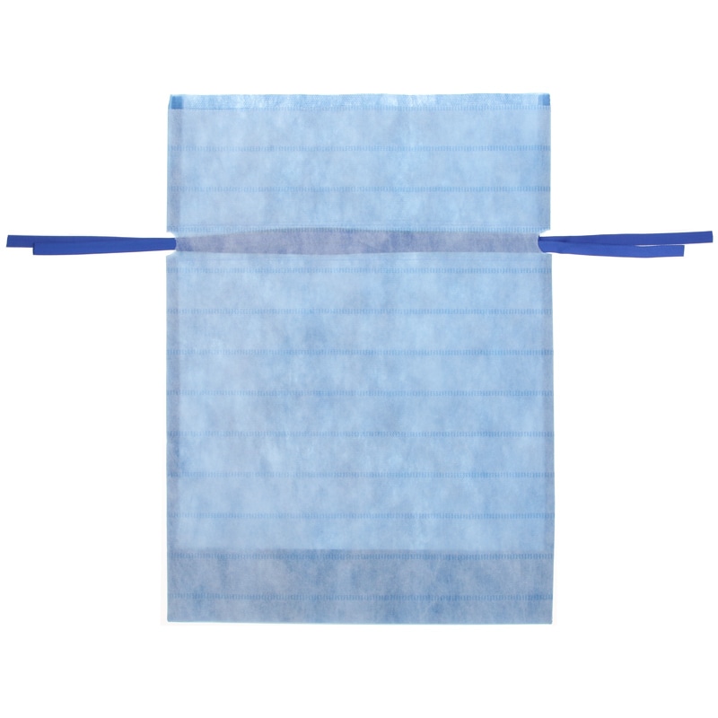 カクケイ 不織布巾着袋 FK3052 L ブルー(ボーダー柄) 10枚