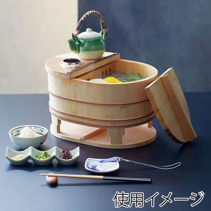 直送品 ヤマコー 椹 小判型湯豆腐セット  木炭専用