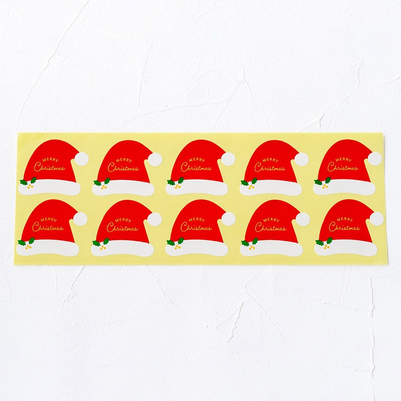 【直送品】 クリスマスシール　サンタの帽子N　10片  98532 10冊/束（ご注文単位1束）