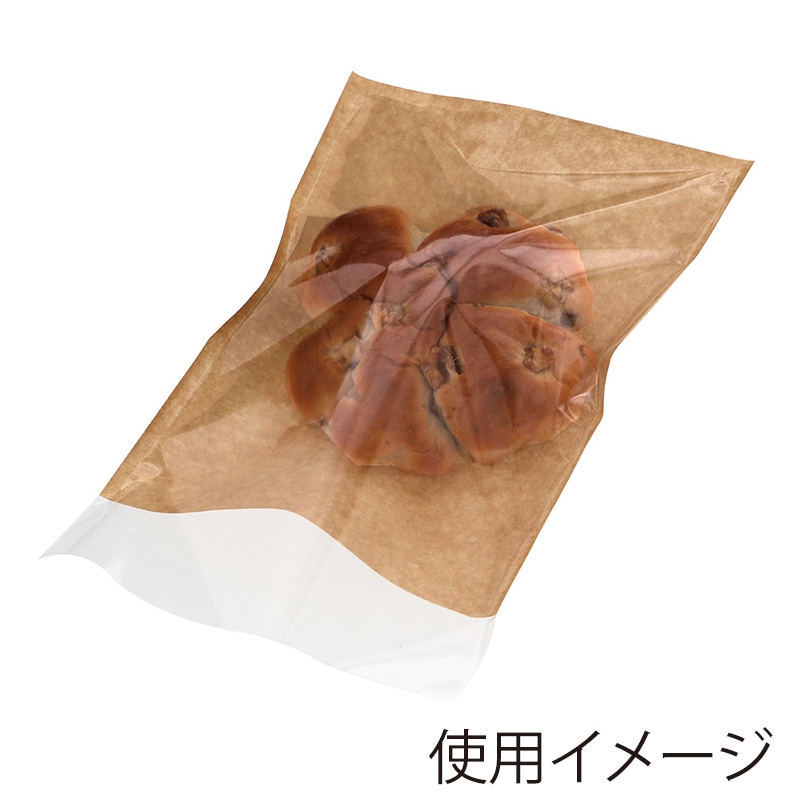 HEIKO 食品袋 窓付フラットバッグ 160×200 フラップ付 未晒 100枚