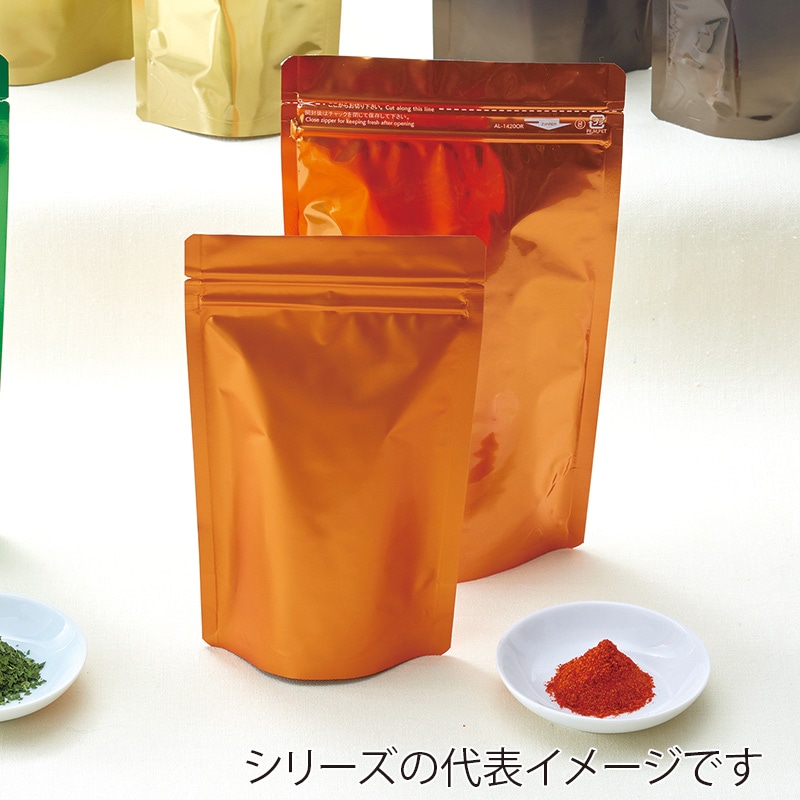 【直送品】 生産日本社 チャック付ポリ袋　ラミジップ　スタンドパック カラータイプ AL－1216 橙 50枚/袋（ご注文単位24袋）