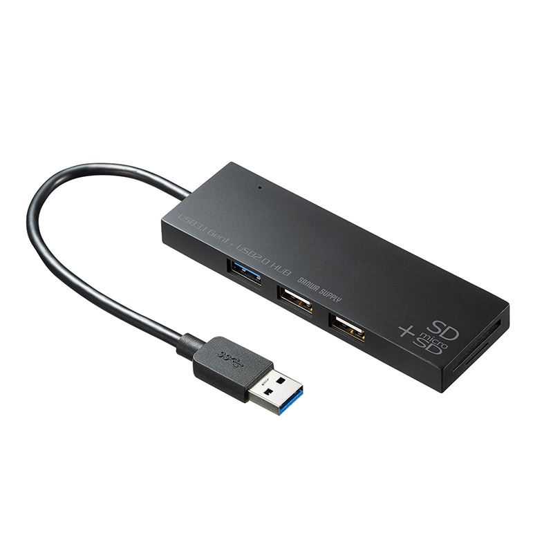 【直送品】 サンワサプライ USB3．1＋2．0コンボハブ　カードリーダー付き  USB－3HC316BKN 1個（ご注文単位1個）