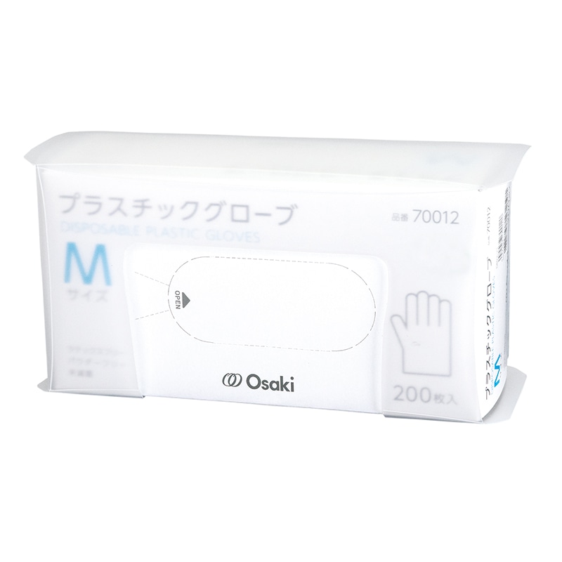 【直送品】 オオサキメディカル  プラスチックグローブ　M　70012 200枚入/箱（ご注文単位12箱）