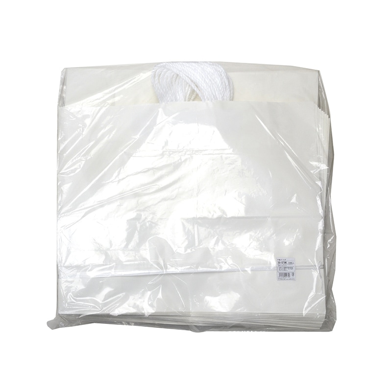 【直送品】 ササガワ 手提げ紙袋 白無地　超特大横長　50枚 50－5700 1包（ご注文単位1包）