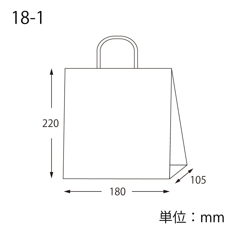 （手提袋）H25チャームバッグ 18-2 白筋無地 B 1200枚入（K05-4901755352641-1S） - 1