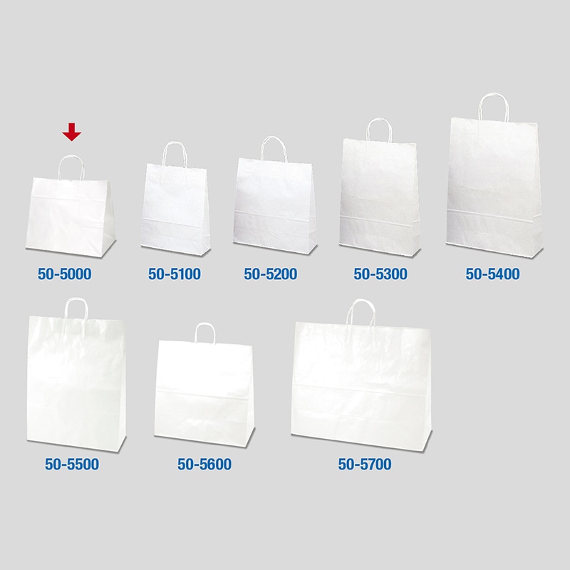 【直送品】 ササガワ 手提げ紙袋 白無地　幅広小　50枚 50－5000 1包（ご注文単位1包）