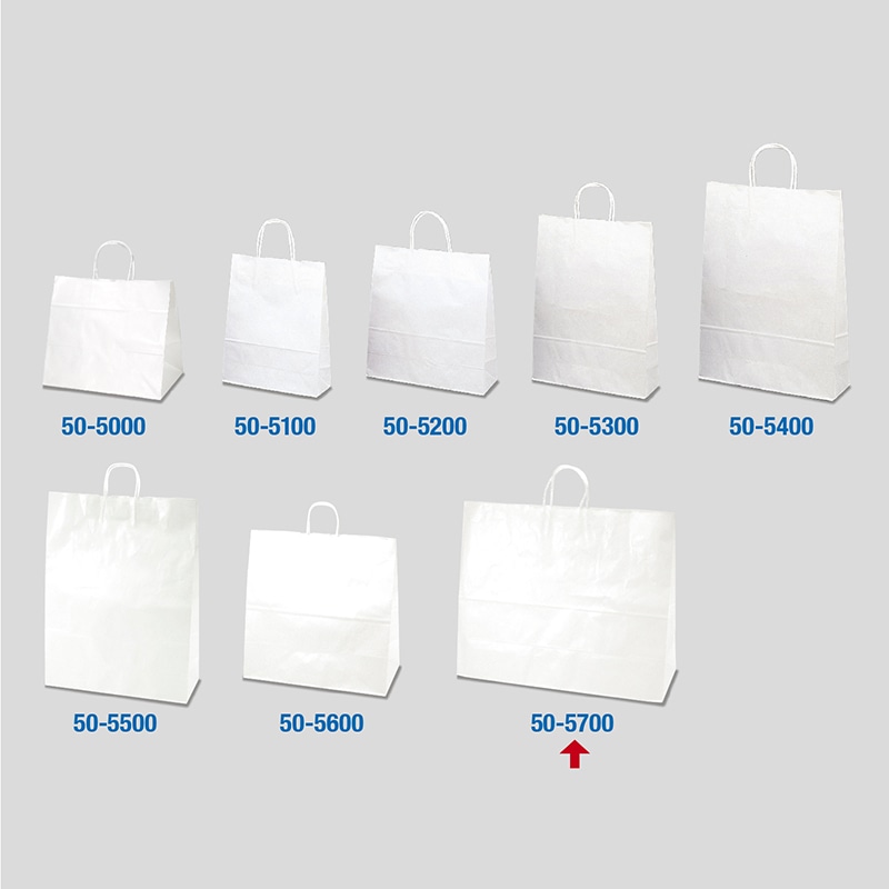 【直送品】 ササガワ 手提げ紙袋 白無地　超特大横長　50枚 50－5700 1包（ご注文単位1包）
