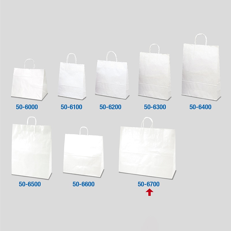 【直送品】 ササガワ 手提げ紙袋 白無地　超特大横長　10枚 50－6700 1包（ご注文単位1包）