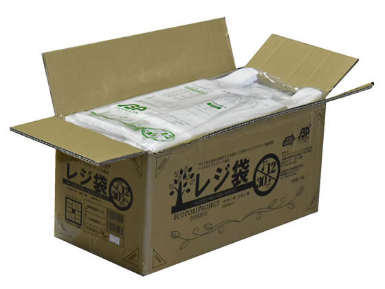 【直送品】紺屋商事 バイオマス25%配合レジ袋(乳白) 12号 100枚×25袋 1箱（ご注文単位1箱)