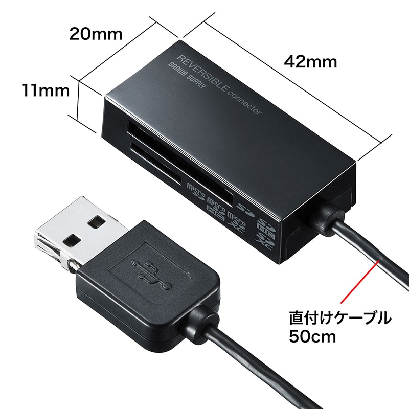【直送品】 サンワサプライ USB2．0　カードリーダー  ADR－MSDU3BKN 1個（ご注文単位1個）