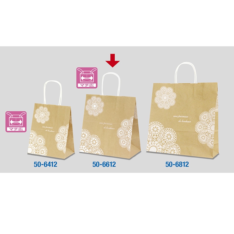 【直送品】 ササガワ 手提げ紙袋 レースィ　中　10枚 50－6612 1包（ご注文単位1包）