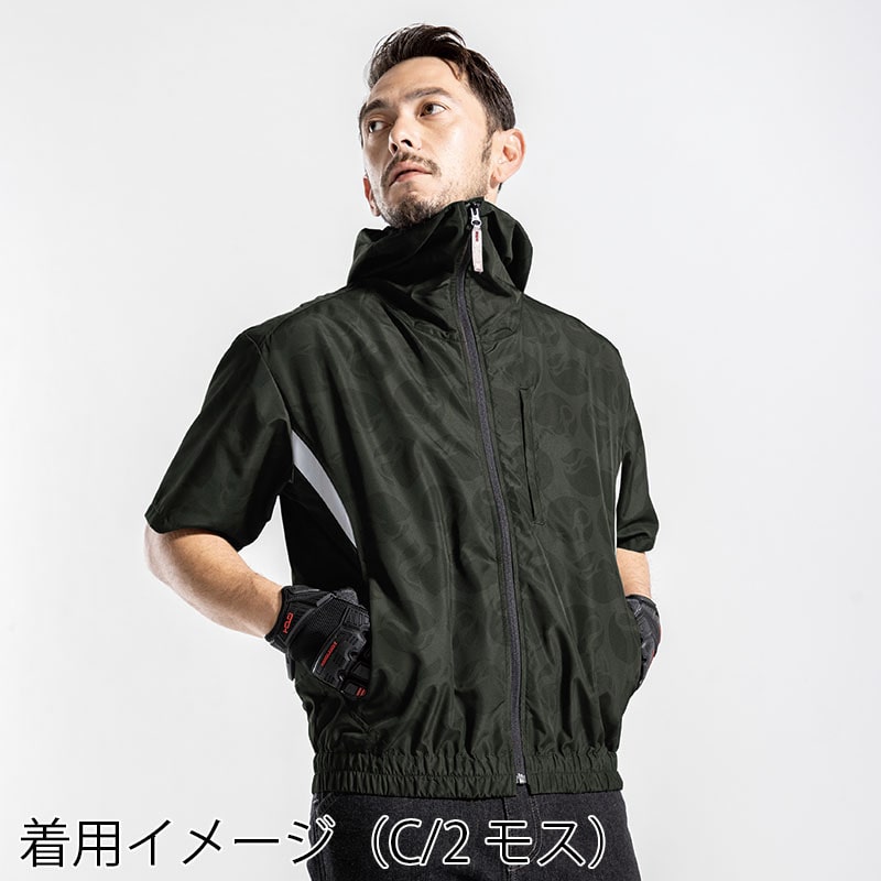 MHAK　空調風神服　フード付き半袖ブルゾン ブラック　EL 00501 1枚（ご注文単位1枚）【直送品】