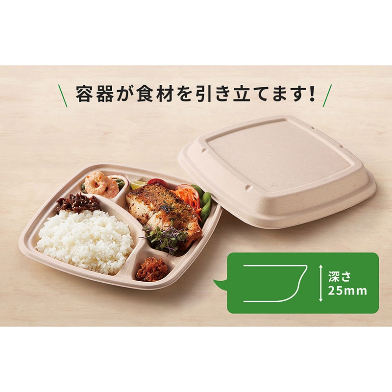 直送品】 弁当容器 BB竹バガス弁当 ラミ 本体 N24－20A 50枚/袋（ご