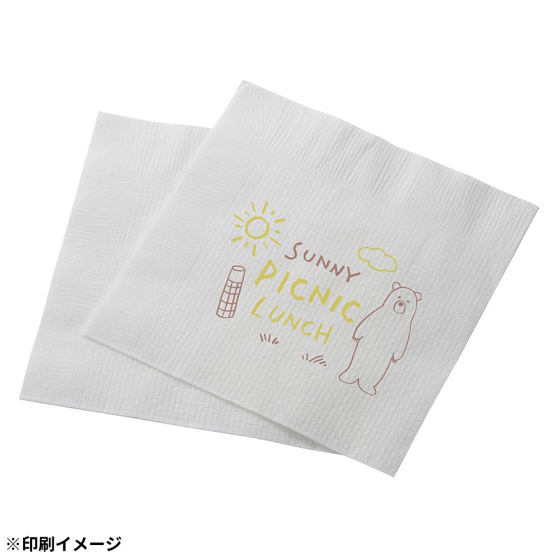 【オリジナル印刷】 特注紙ナプキン 4折ストレート 白 2色ベタ無 10000枚