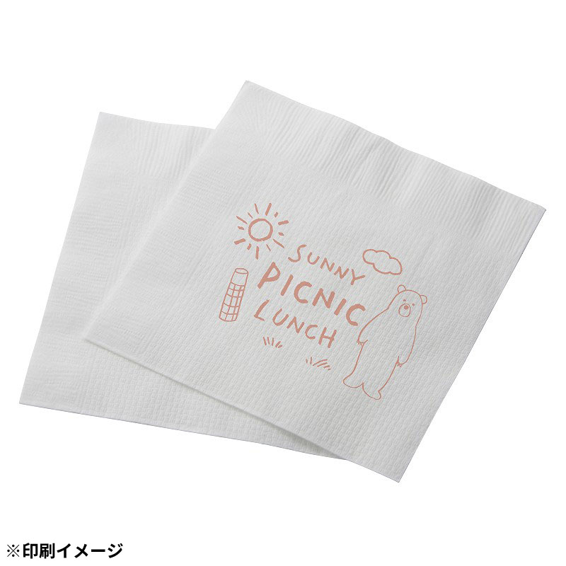 【オリジナル印刷】 特注紙ナプキン 4折ストレート 白　1色ベタ無　20000枚