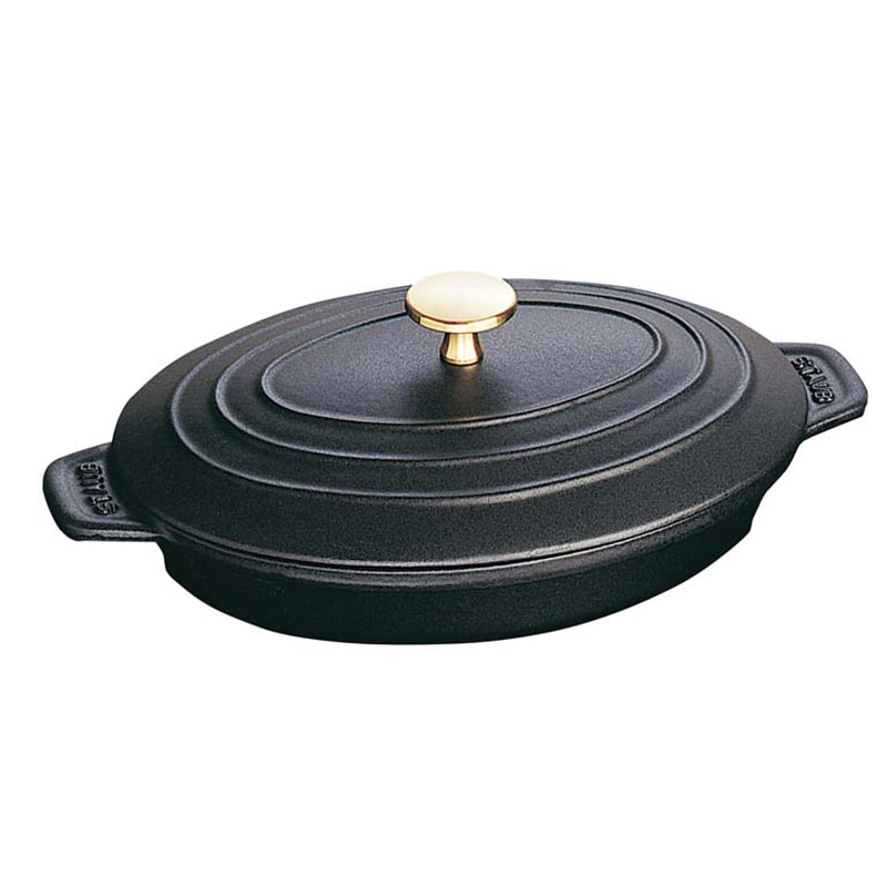 美品】ストウブ staub オーバルホットプレート 23cm グレー②-