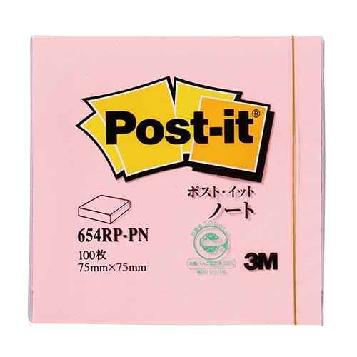 スリーエムジャパン 付箋紙 ポストイット 654RP-PN ノート スタンダードカラー(ピンク) 1パック