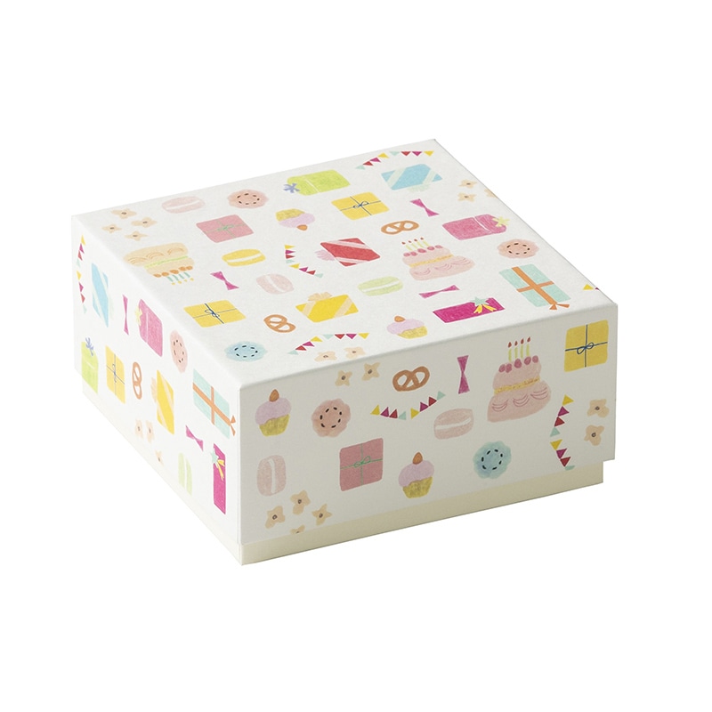 【直送品】 洋菓子箱　正方形フェザーギフトケース S　プレゼント 1243　1個（ご注文単位100個）
