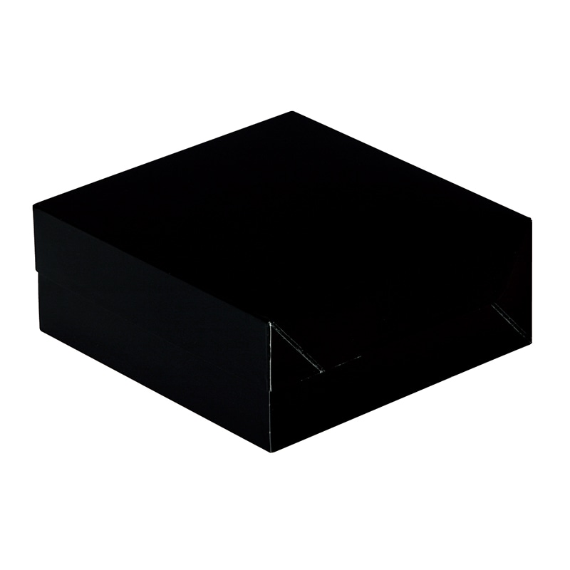 【直送品】cotta ケーキ箱ロックBOX65　トレーなし 140角 76487　ブラック 50枚/束（ご注文単位1束）