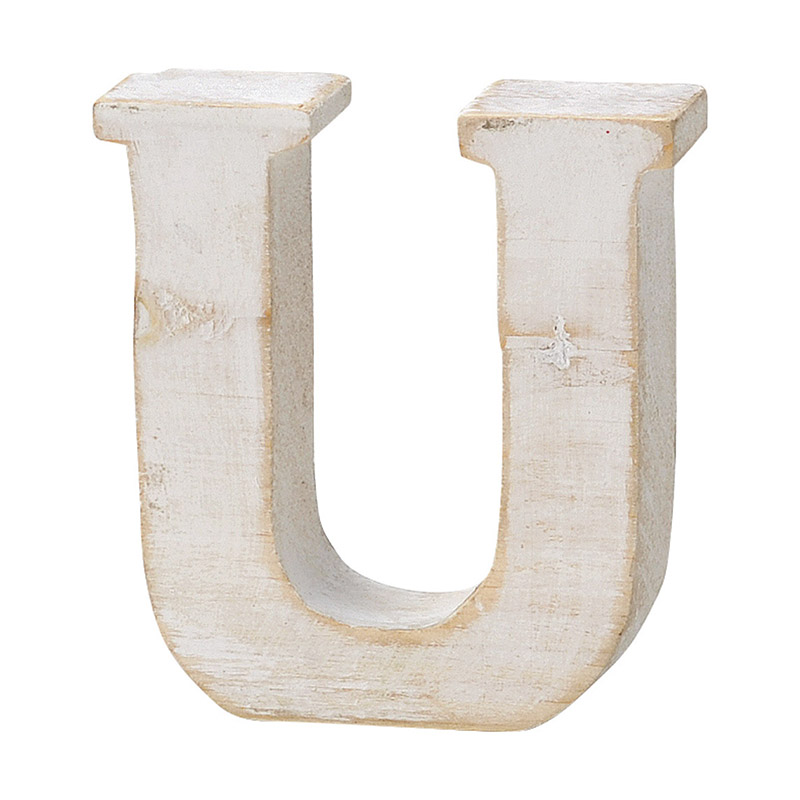 【直送品】 Paseo 木製アルファベット ホワイト　U WF－35WH－U 1個（ご注文単位3個）