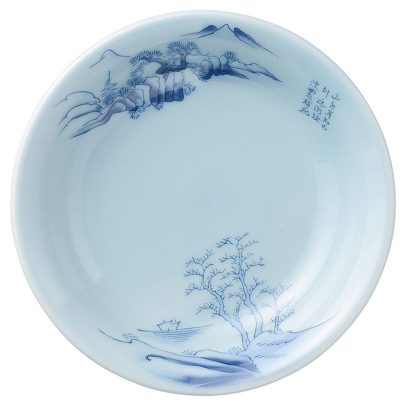 直送品】山万 青磁 上絵山水 5 1／2取皿 75536－449 1個（ご注文単位1 ...