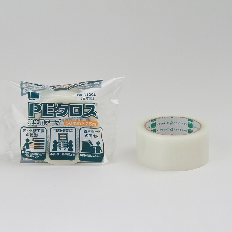 養生テープ オカモト PEクロス No.412 (ライトグリーン) 75mm×25m (180巻) 10ケースセット   まとめ買い 緑 台風 窓ガラス - 3