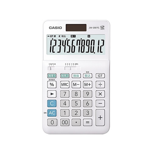 カシオ計算機 W税率電卓 ジャストタイプ JW-200TC-N 12桁 1台