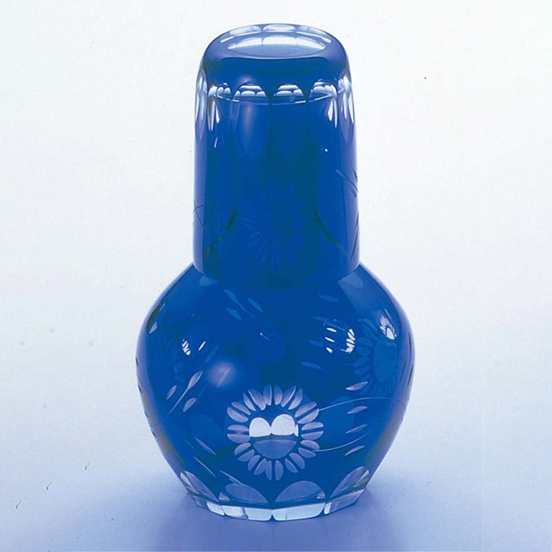 直送品】 花切子 冠水瓶 ルリ HN－40BL 700cc ガラス製 1個（ご注文