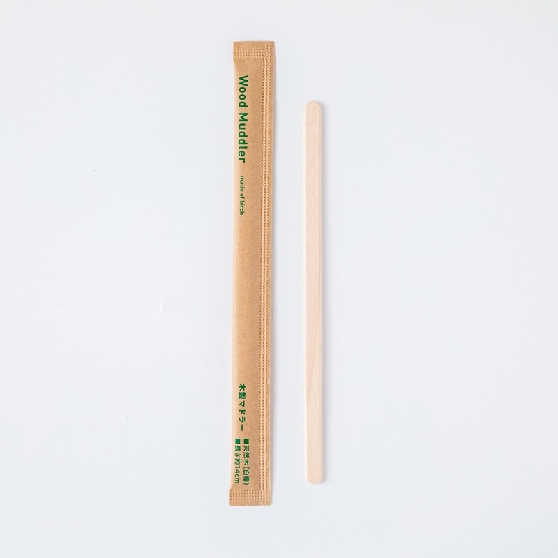 【直送品】 アサヒグリーン 木製マドラー　紙完封袋 140mm　100本入 11052000 100本/袋（ご注文単位100袋）