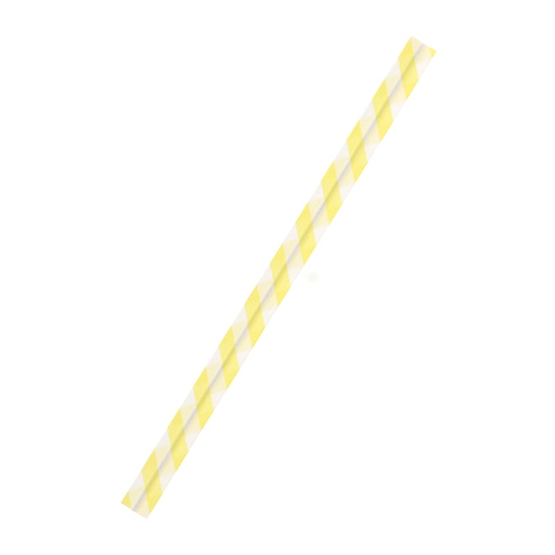 ペーパーストロー 紙ストロー [イエロー ストライプ] 25本入   Paper Straws Yellow Stripe 25pcs