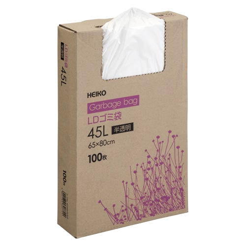 HEIKO ゴミ袋 LDゴミ袋 箱入 半透明 45L 100枚/箱
