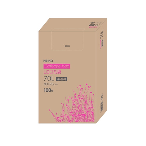 HEIKO ゴミ袋 LDゴミ袋 箱入 半透明 70L 100枚/箱