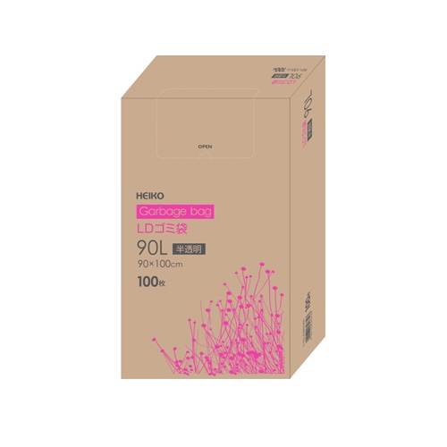 HEIKO ゴミ袋 LDゴミ袋 箱入 半透明 90L 100枚/箱